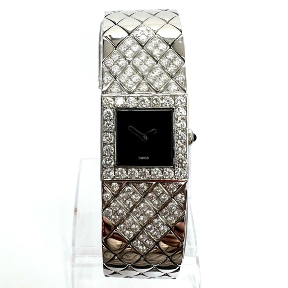 CHANEL MATELASSE Quartz 19mm Steel 3.03TCW Diamond Bracelet Watch - Picture 1 of 8